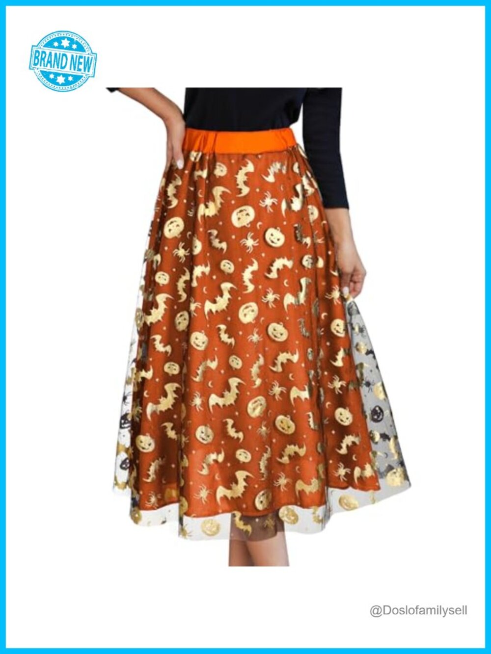 Women's Halloween Tulle Tutu Midi Skirt Layered Mesh Elastic Waist Costume